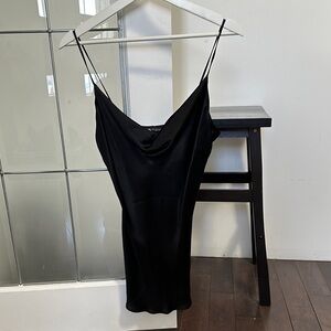 Zara Elegant Black Satin cowlneck draped tank Small like new